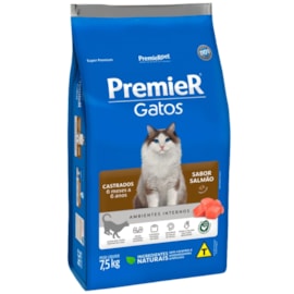Ração Gato Premier Castrado Ambientes Internos 06 meses à 6 anos Salmão 7,5kg