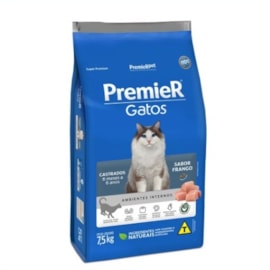 Ração Gato Premier Castrado Ambientes Internos 7 à 11kg 7,5kg Frango
