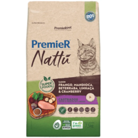 Ração Gato Premier Nattu Castrado Mandioca 7,5kg