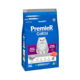 Ração Gato Premier Pelo Longo Adulto Ambientes Internos Salmão 500gr