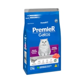 Ração Gato Premier Pelo Longo Ambiente Integral Adulto Salmão 1,5Kg