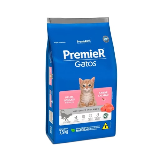 Ração Gato Premier Pelo Longo Ambiente Interno Filhote 7,5Kg