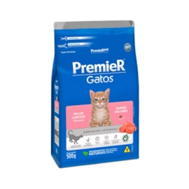 Ração Gato Premier Pelo Longo Ambientes Internos Filhotes Salmão 500gr
