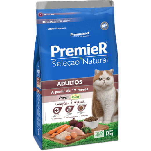 Ração Gato Premier Seleção Natural Adulto 1,5kg