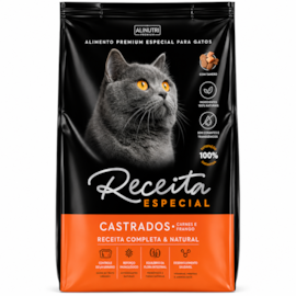 Ração Gato Receita Adulto Castrado Carne e Frango 03kg
