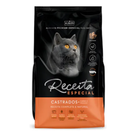 Ração Gato Receita Adulto Castrado Carne e Frango 03kg