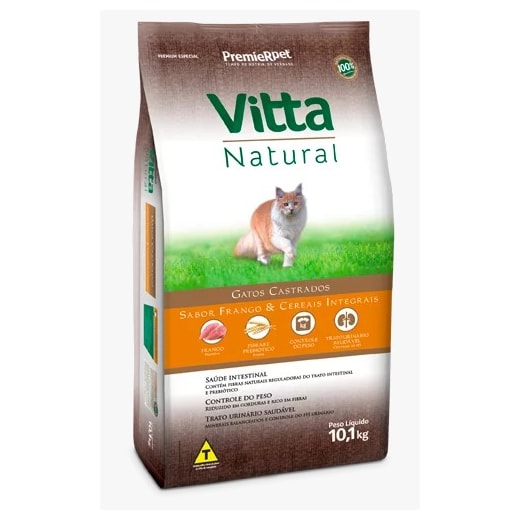 Ração Gato Vitta Natural Adulto Castrado Frango 10,1Kg