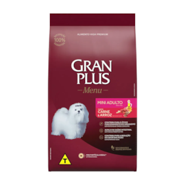 Ração Gran Plus Menu Cães Adultos Mini Carne e Arroz 10,1Kg