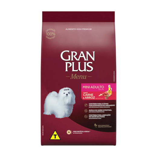 Ração Gran Plus Menu Cães Adultos Mini Carne e Arroz 15Kg