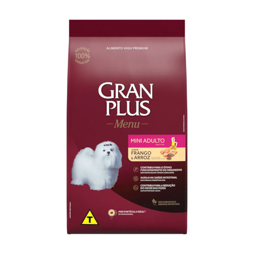 Ração Gran Plus Menu Cães Adultos Mini Frango e Arroz 03Kg