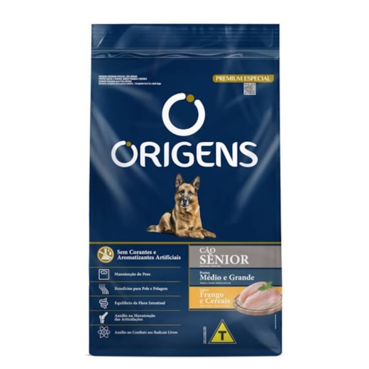 Ração Origens Cães Sênior Médio e Grande Frango e Cereais 15 kg