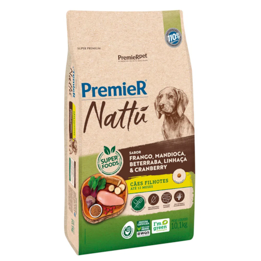 Ração Premier Nattu Cães Filhotes Mandioca 10,1Kg