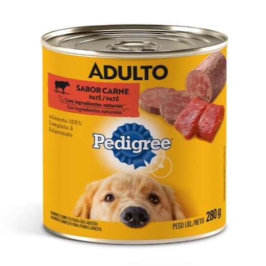 Ração Úmidas Cães Adulto Pedigree Lata 280gr Pate Carne