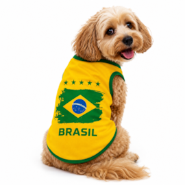 Roupa Pet Seleção Brasil Copa Do Mundo Gato e Cachorro
