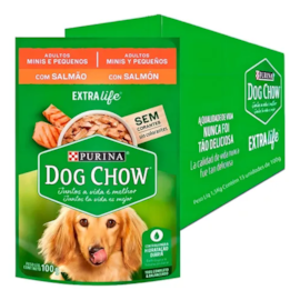 Sachê Cães Dog Chow Adulto Mini e Pequeno Salmão 15 Unidades
