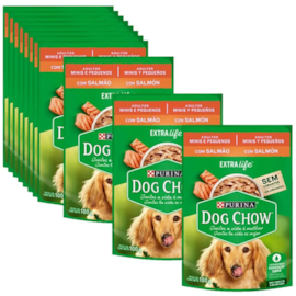Sachê Cães Dog Chow Adulto Mini e Pequeno Salmão 15 Unidades
