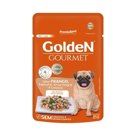 SACHE CAES GOLDEN ADULTO PEQ PORTE 85GR FRANGO