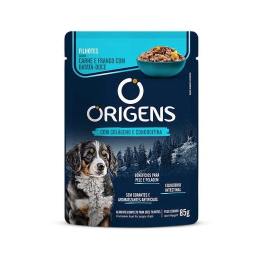 Sachê Cães Origens Filhotes Carne e Frango - Caixa com 18 unidades