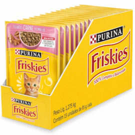 Sachê Gato Filhote Friskies Carne ao Molho Caixa com 15 Unidades