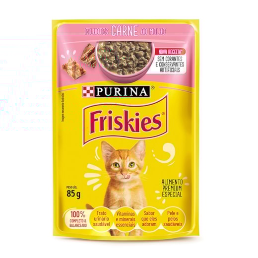 Sachê Gato Filhote Friskies Carne ao Molho Caixa com 15 Unidades