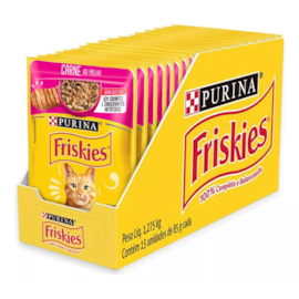 SACHE GATO FRISKIES 15 UNIDADES DE 85G CARNE AO MOLHO