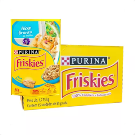 Sachê Gato Friskies 15 unidades de 85g Peixe Branco ao Molho