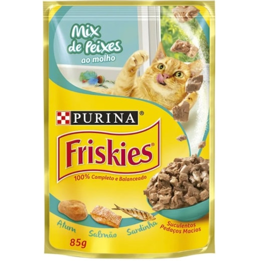 SACHE GATO FRISKIES 85GR MIX DE PEIXES AO MOLHO