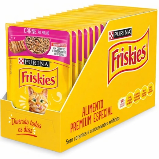Sachê Gato Friskies Carne ao Molho Caixa com 15 Unidades