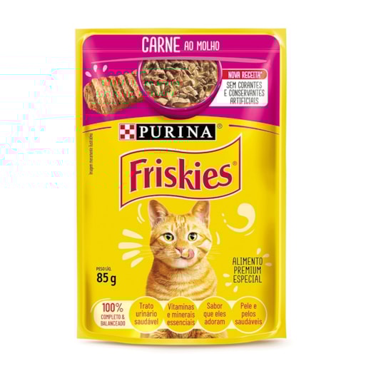 Sachê Gato Friskies Carne ao Molho Caixa com 15 Unidades