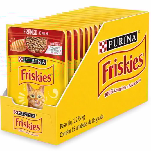 Sachê Gato Friskies Frango ao Molho Caixa com 15 Unidades