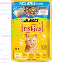 Sachê Gato Friskies Peixe Branco ao Molho Caixa com 15 Unidades