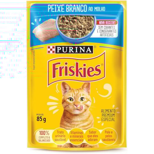 Sachê Gato Friskies Peixe Branco ao Molho Caixa com 15 Unidades