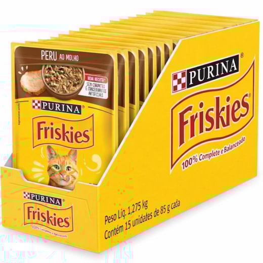 Sachê Gato Friskies Peru ao Molho Caixa com 15 Unidades