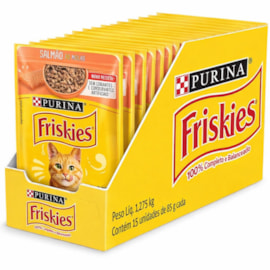 Sachê Gato Friskies Salmão ao Molho Caixa com 15 Unidades