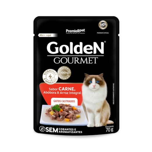 SACHE GATO GOLDEN CASTRADO 70GR CARNE