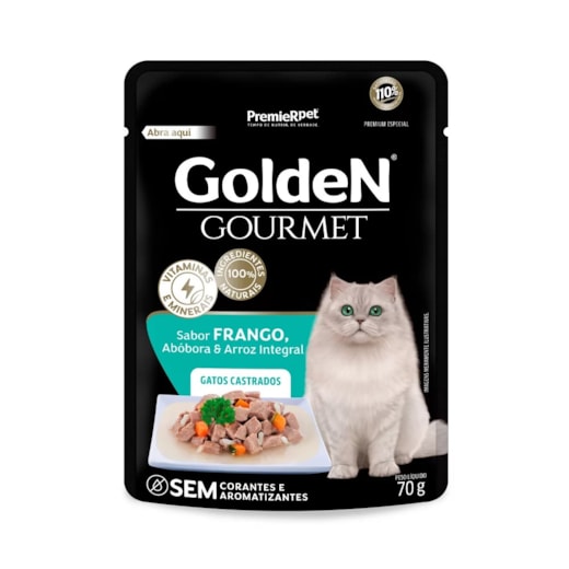 SACHE GATO GOLDEN CASTRADO 70GR FRANGO