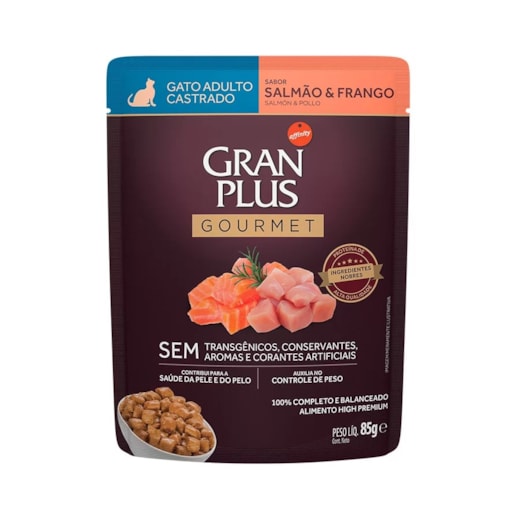Sache Gato Gran Plus 85Gr Castrados Salmão/Frango