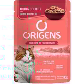 Sachê Gato Origens Adulto e Filhote Carne - Caixa com 18 unidades