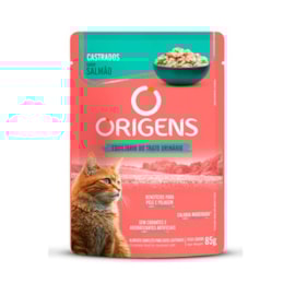 Sachê Gato Origens Castrado Salmão - Caixa com 18 unidades