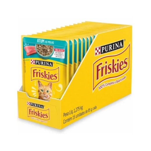 Sachê Gatos Friskies Atum ao Molho 85g Caixa com 15 Und
