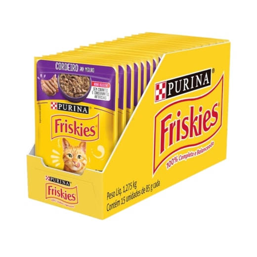 Sachê Gatos Friskies Cordeiro ao Molho 85g Caixa com 15 Und
