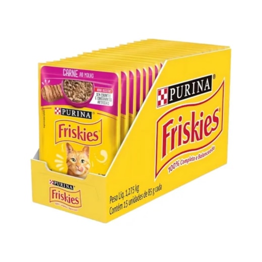Sachê Gatos Friskies Mix de Carnes 80g Caixa com 15 Und