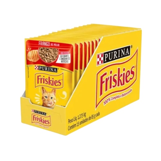 Sachê para Gatos Friskies Frango ao Molho 85g Caixa com 15 Und