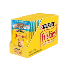 Sachê para Gatos Friskies Peixe Branco ao Molho 85g Caixa com 15 Und