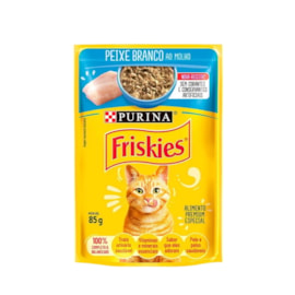Sachê para Gatos Friskies Peixe Branco ao Molho 85g Caixa com 15 Und