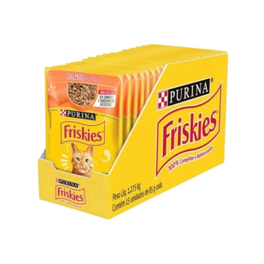 Sachê para Gatos Friskies Salmão ao Molho 85g Caixa com 15 Und
