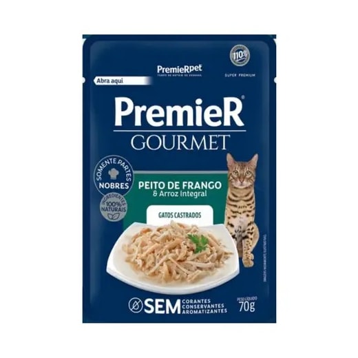 Sachê Premier Fórmula Úmido Gato Castrado Frango 70g