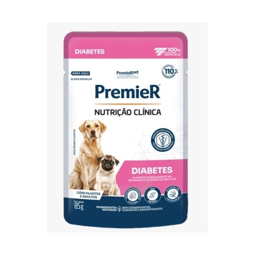 Sachê Premier Nutrição Clínica Úmidos Cães com Diabetes 85g