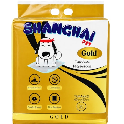 Tapete Higiênico Shangai Pet Gold Carvão 60x80cm 30un