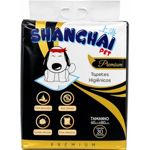 Tapete Higiênico Shangai Pet Premium Black Carvão 60x80cm 30un
